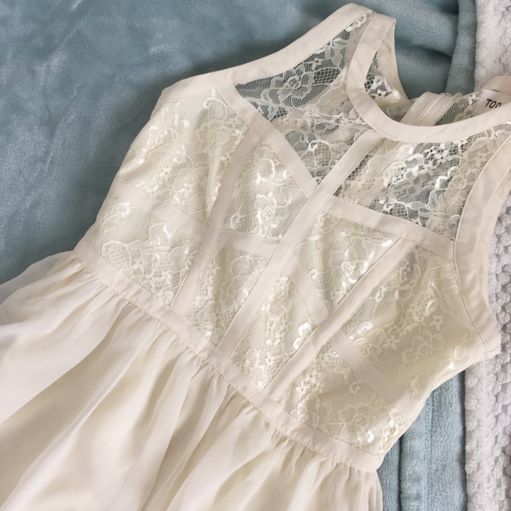 tobi high low off white lace dress